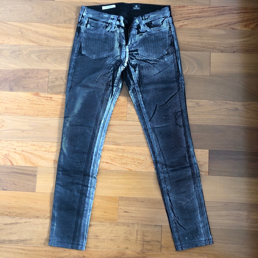 AG silver snake skin jeans
